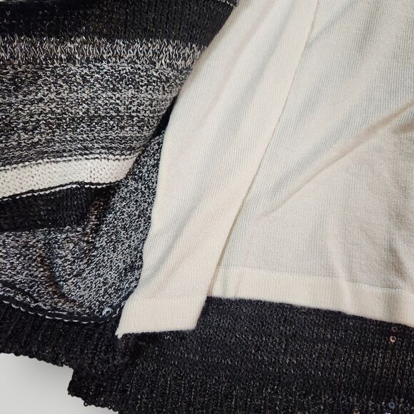 Alfred Dunner Women's S Embellish Black White Two-fer 3/4 Sleeve Sweater - Picture 7 of 15